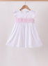White Bow Smocked Jacquard Dress