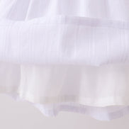White Bow Smocked Jacquard Dress