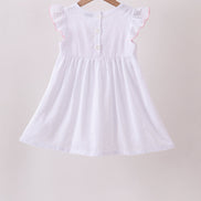 White Bow Smocked Jacquard Dress