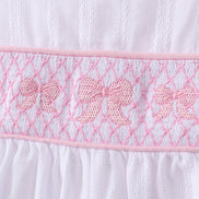 White Bow Smocked Jacquard Ruffle Shorts Set