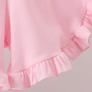 White Bow Smocked Jacquard Ruffle Shorts Set