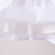 White Bow Smocked Jacquard Ruffle Shorts Set