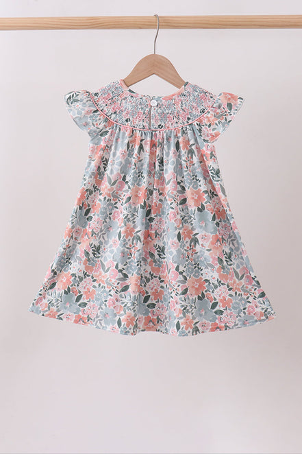 Pink Floral Smocked dress