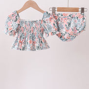 Pink Floral Smocked UPF Swim Set