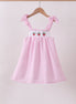 Pink stripe seersucker strawberry smocked dress