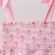 Pink bow smocked ruffle dress