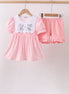 Pink Gingham Animal Embroidered Set