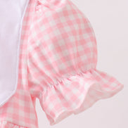 Pink Gingham Animal Embroidered Bubble