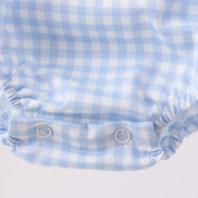 Blue Gingham Animal Embroidered Bubble