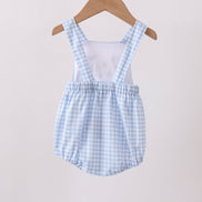 Blue Gingham Animal Embroidered Bubble
