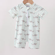 Green Stripe Shark UPF Swim One-Piece