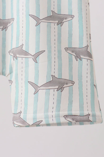 Green Stripe Shark UPF Swim One-Piece