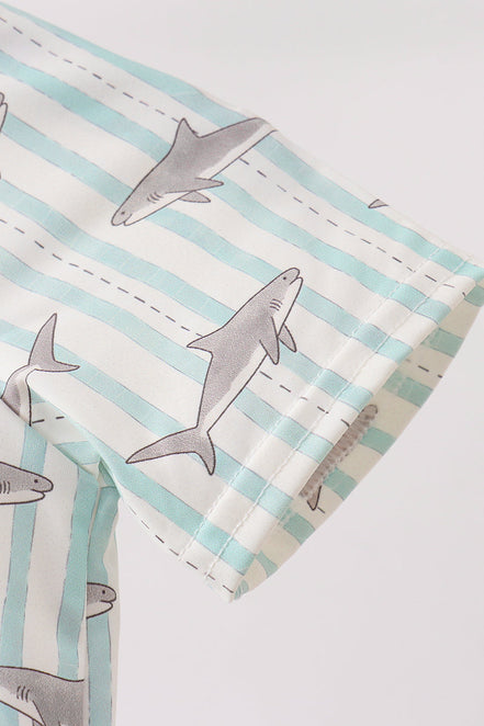 Green Stripe Shark UPF Swim One-Piece
