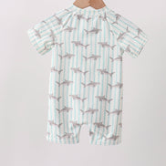 Green Stripe Shark UPF Swim One-Piece