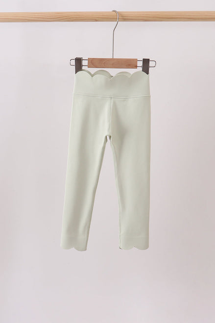 Green Scalloped Yoga Active Leggings