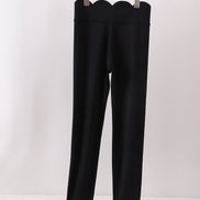 Black Scalloped Mom Yoga Active Leggings