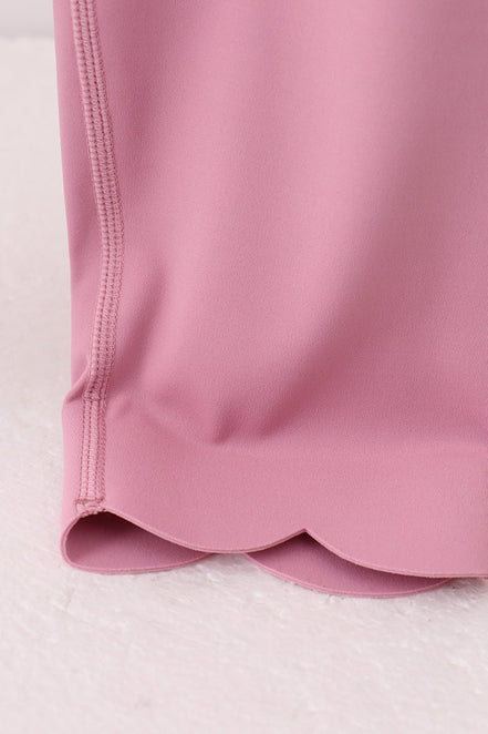 Lilac Scalloped Mom Yoga Active Leggings