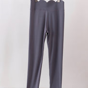 Gray Scalloped Mom Yoga Active Leggings