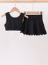 Black Scalloped Yoga Skorts Set