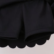 Black Scalloped Yoga Skorts Set