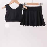 Black Scalloped Yoga Skorts Set
