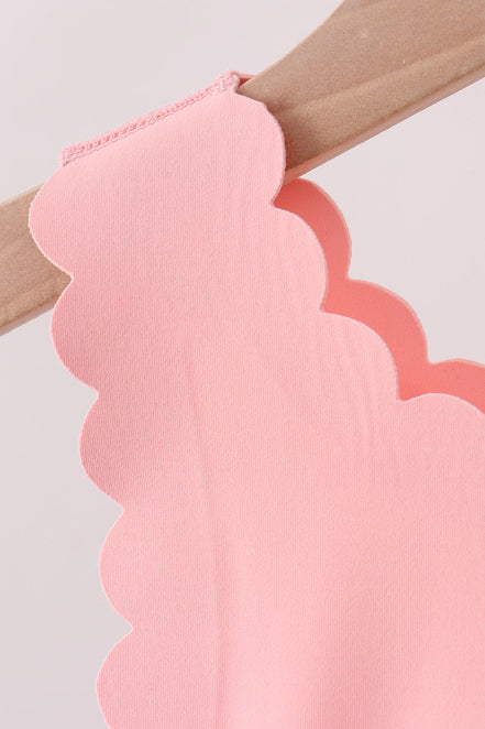 Pink Scalloped Yoga Skorts Set