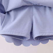 Violet Scalloped Yoga Skorts Set