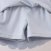 Blue Scalloped Yoga Skorts Set