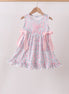 Pink Floral Bow Applique Bow Dress