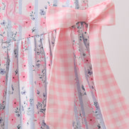 Pink Floral Bow Applique Bow Dress
