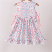 Pink Floral Bow Applique Bow Dress