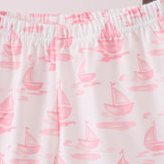 Pink Sailboat Embroidered Set