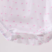 Pink Bow Smocked Swiss Dot Bubble