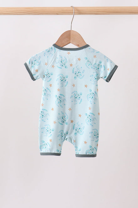 Blue Turtle Bamboo Romper