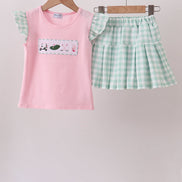 Green Golf Embroidered Skorts Set