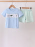 Green Golf Embroidered Gingham Set