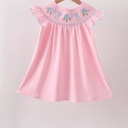 Pink Hydrangea Bow Smocked Dress