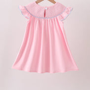 Pink Hydrangea Bow Smocked Dress