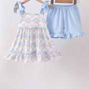 Blue Floral Ruffle Set