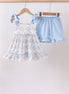 Blue Floral Ruffle Set