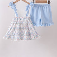 Blue Floral Ruffle Set