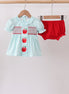 Blue Apple Smocked Bloomer Set