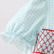 Blue Apple Smocked Ruffle Shorts Set