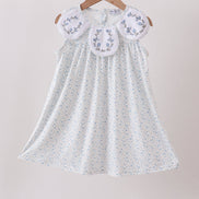Blue Floral Embroidered Dress
