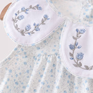 Blue Floral Embroidered Dress
