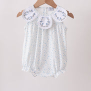 Blue Floral Embroidered Bubble