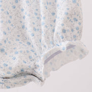Blue Floral Embroidered Bubble