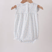 Blue Floral Embroidered Bubble