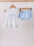 Blue Floral Smocked Ruffle Bloomer Set