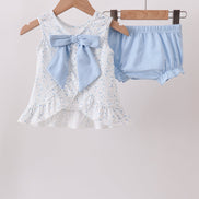 Blue Floral Smocked Ruffle Bloomer Set